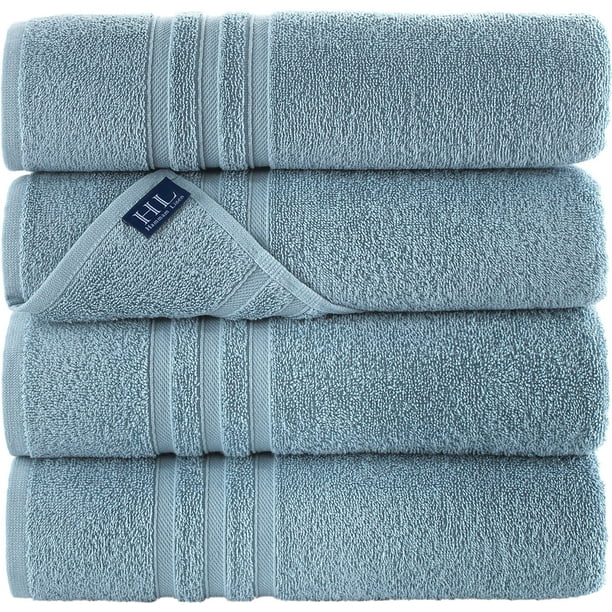 Hammam Linen Light Blue Bath Towels 4 Pieces Luxurious Turkish Cotton
