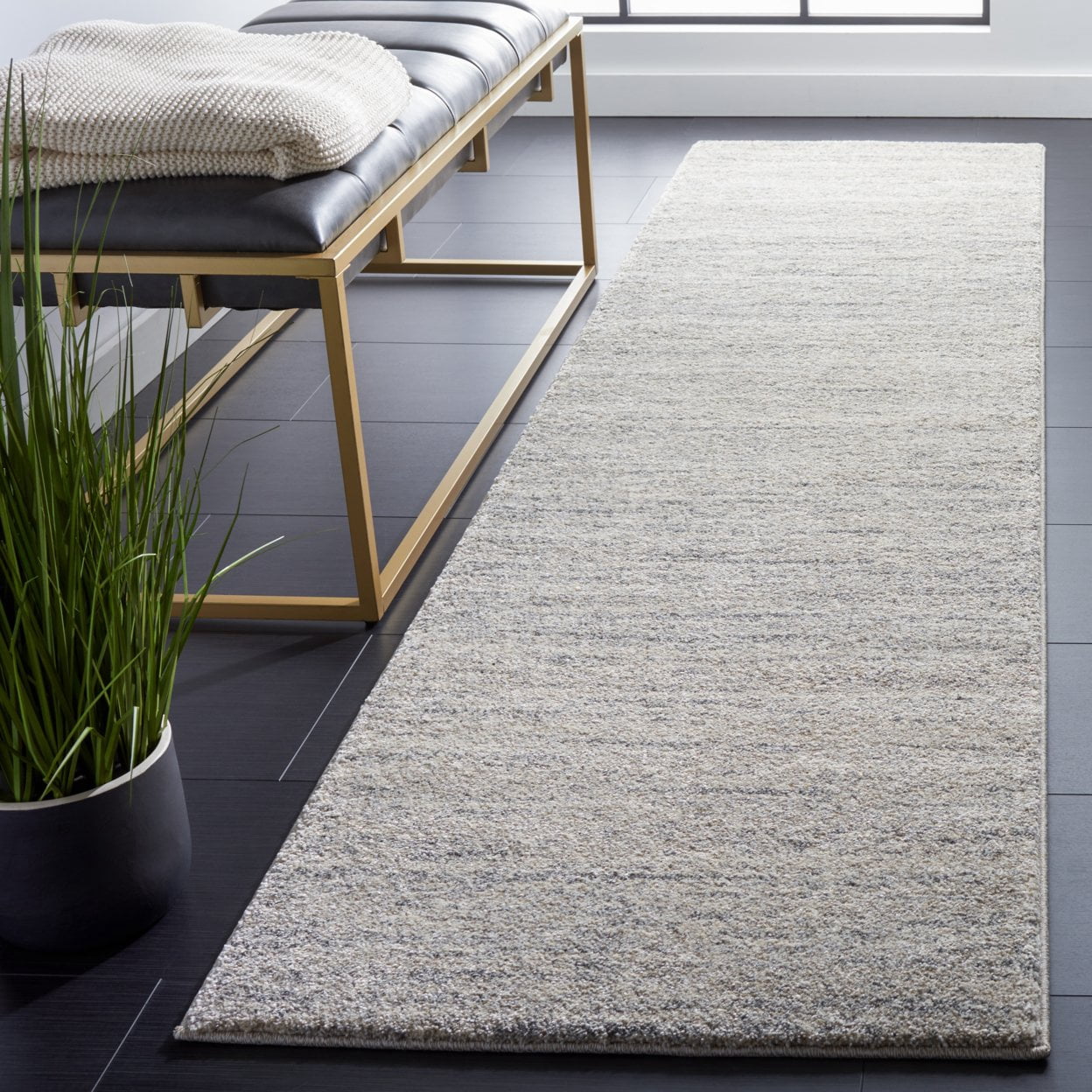 SAFAVIEH Retro Gorica Striped Area Rug, Ivory/Dark Grey, 9' x 12'
