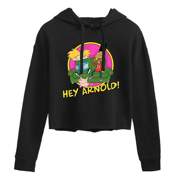 Hey Arnold! - Arnold and Friends - Juniors Cropped Pullover Hoodie