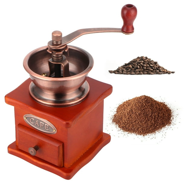 Coffee Bean Grinder Vintage Wooden Manual Hand Crank Classic