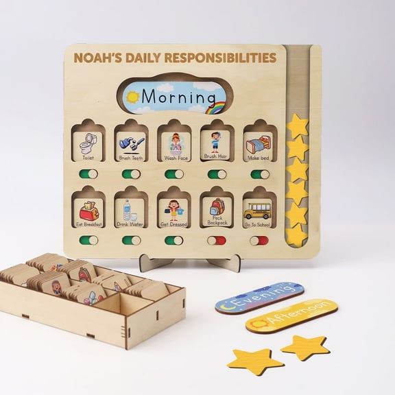 Kids Star Reward Chart, Personalized Wooden Chore Chart Board