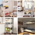 thumbnail image 4 of Colorfish 3-Tier Rolling Storage Cart Open-Style Mobile Organizer Shelf with Wheels and Hooks Off-White, 4 of 7
