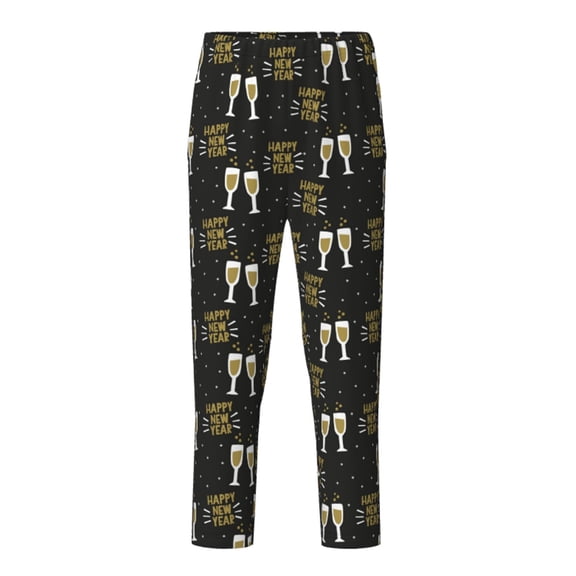 Xecao Happy New Year Print Teenagers' Pajama Pants Long Sleep Pants Soft Elastic Waist Pajama Bottoms Elastic waist with 2 Pockets 5-16 Years-XS(5-6)