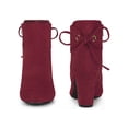 thumbnail image 4 of BLISSFUL STEP Women's Round Toe Chunky Heels Ankle Booties Burgundy (Size 8), 4 of 4