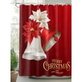 thumbnail image 2 of Merry Christmas Shower Curtain Set, Waterproof Shower Curtains for Bathroom, Xmas Bells Poinsettia Winter Holiday Washable Fabric Cloth Bath Curtain for Bathtub Decoration with Hooks 48x72 Inches, 2 of 6