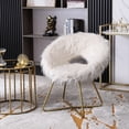 thumbnail image 2 of Curved Back Faux Fur Accent Chair - Lounge in Your Reading Nook, Enjoy the Comfort, 2 of 5