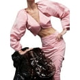 thumbnail image 2 of KOMOO Women Pleated Long Skirt High Waist Ruched Side Split Slim Skirt Punk Grounge Retro Skirts, 2 of 5