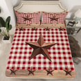 thumbnail image 2 of Manfei 3D Texas Stars Twin Sheet Sets,Vintage Geometric Checkered Twin Fitted Sheet,Country Farmhouse Lodge Flat Sheet For Boys Kids,Super Cozy Room Decor,3 Pieces, 2 of 7