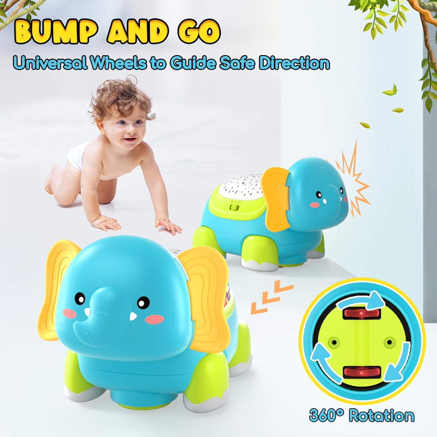 BTEPSGA Baby Crawling Toys 6-12 Months, Musical Moving Toys for Boys & Girls, 0-6 Months Montessori Infant Toys, Gifts for Newborn First Birthday