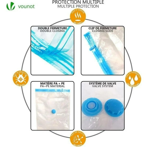 Housse de rangement top sous vide avec clip