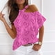 thumbnail image 1 of Fiudx Ofertas de La Semana Mujer Verano Cuello Redondo Manga Corta Estampado Sin Tirantes Camiseta Tops Blusas, 1 of 5