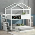 thumbnail image 3 of Harper & Bright Designs Twin over Full Bunk Bed with Storage Stairs and Blackboard, House-shaped Bunk Beds Frame with Roof and Window for Boys Girls Adults Bedroom, White, 3 of 18