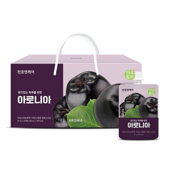 ChunhoNcare Korean Aronia Juice, 333 Polish Aronia Berries per Box, Grape & Strawberry Blend, No Preservatives, Resealable Pouch, Korea HACCP Certified (70mlx30pouches)