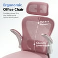 thumbnail image 5 of HomeZeer Desk Chairs with Wheels, Mesh Office Chair with Lumbar Support, Ergonomic High Back Office Chair with Adjustable Headrest, Task Chair Flip-up Arms, Executive Office Chair Home Office, Pink, 5 of 12