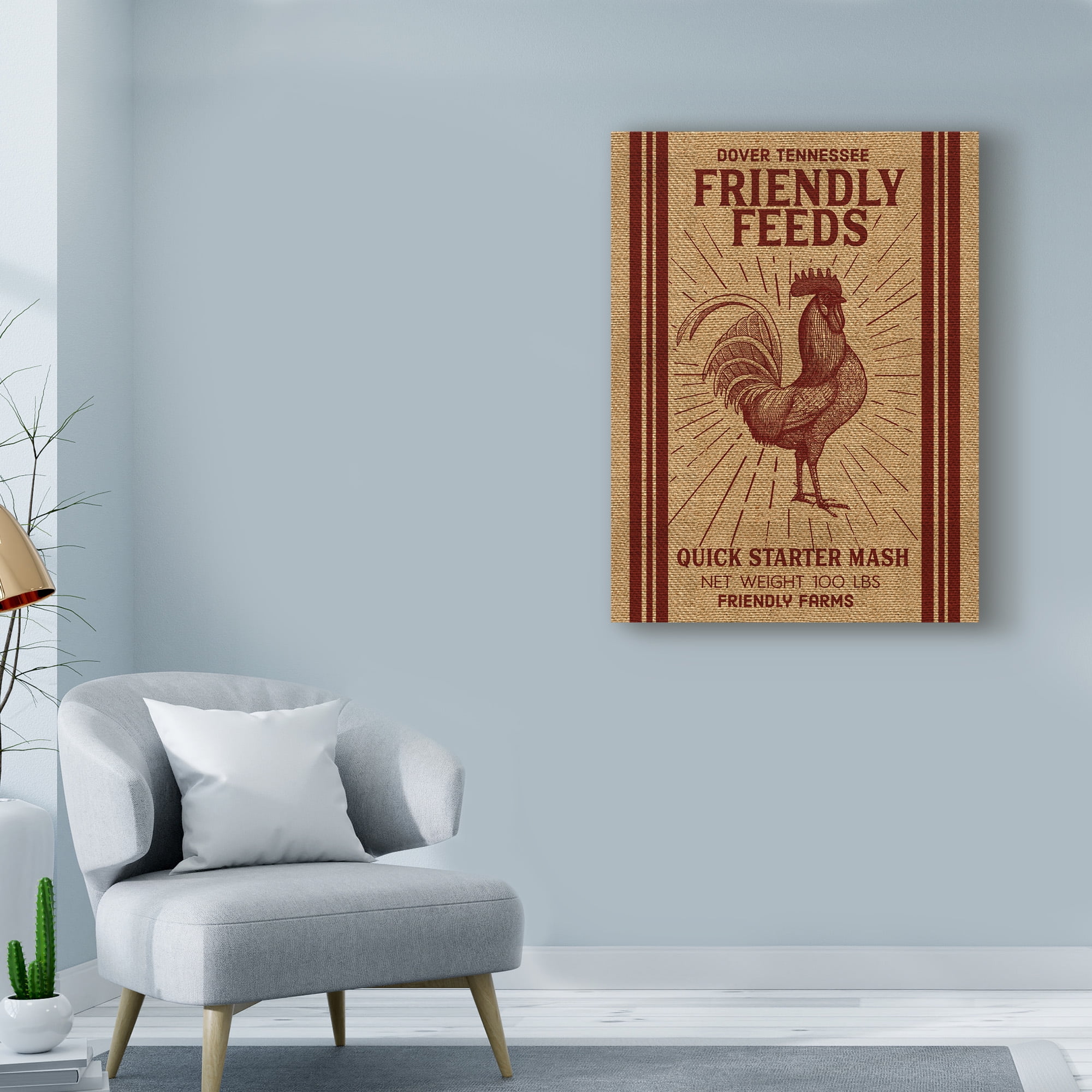 Trademark Fine Art 'Friendly Feeds Rooster' Canvas Art by Marcee Duggar