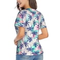 thumbnail image 3 of Honeii Palm Leaves Print Women's Classic V-Neck T-Shirt,Womens Fashion Tops,Stylish Everyday Top for Women, Casual Summer Spring Outfits Clothes-XX-Large, 3 of 5