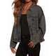 thumbnail image 2 of Chaqueta Vaquera Holgada Estilo Boyfriend para Mujer Gris XL, 2 of 9