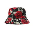 thumbnail image 5 of DLAPL Cute Print Bucket Hat for Women Men Teens Summer Beach Fisherman Cap, Rose Black, 5 of 5