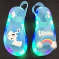 thumbnail image 5 of Girls Cute Unicorn Rainbow LED Light Up Jelly Sandals, Adjustable Ankle Strap Non Slip Kids Water Beach Shoes, Step Activated Glowing Summer Outdoor Walking Sandals 4-9Y, 5 of 7