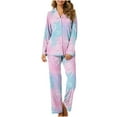 thumbnail image 2 of Moxiu Valentine's Day Satin Pjs for Women Set Long Sleeve Love Heart Print Satin PJ Sets Button-Down Pajama Sleepwear Loungewear 2025 Multicolor,XL, 2 of 7
