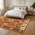 thumbnail image 3 of ODIKA 6'x9' Washable Area Rug Olive Terracotta Floral Geometric Design Ornate Botanical with Art for Dining Room, Under Table, Office Décor, Non-Slip Chair-Friendly, 3 of 7