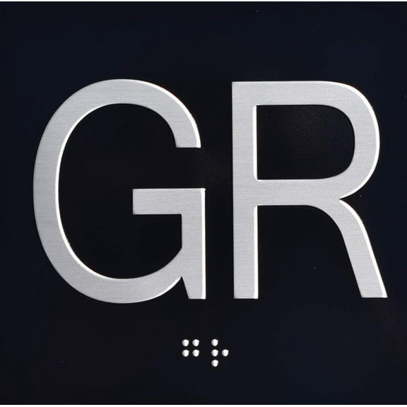 Ground Floor (GR) Elevator Jamb Plate Sign with Braille and Raised Number-Elevator Floor Number Sign(Black)