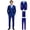 Blue, variant on Men's 4-Piece Single Breasted Notch Lapel Suit Set Includes Jacket, Vest, Dress Pants & Necktie, Premium Fabric Formal Suit Ideal for Business Meetings, Negotiations, Job Interviews