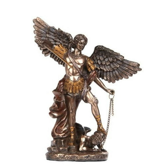 6 Inch Small Saint Michael Archangel Bronze Finish Statue Figurine