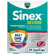 Vicks Sinex Severe LiquiCaps, Non-Drowsy Mucus +Sinus Relief, Over-the-Counter Medicine, 24 Ct