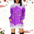thumbnail image 2 of Christmas Dresses for Women Christmas Outfits for Girls Women's Christmas Printed Long Sleeved Hooded Sweatshirt With Pocket Hoodie Pullover Dress Hoodie, 2 of 4