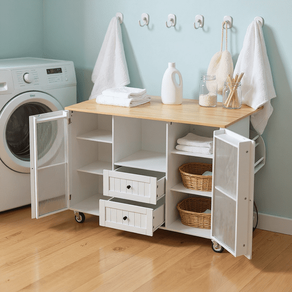 Homy Casa Multi-Purpose Rolling Utility Cart with Drawers, Adjustable Shelves, and Towel Rack