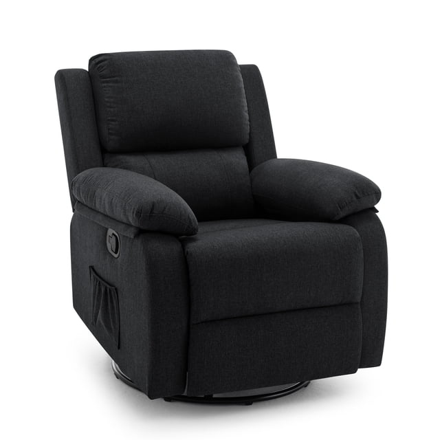 Korser Sillón Reclinable Giratorio 360°Adultos,Mecedora Pequeña Para Espacios Reducidos,Lino,Negro