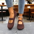 thumbnail image 5 of Brown Velvet Mary Jane Flats for Women, Adjustable Buckle Comfort Round Toe Casual & Work Shoes,Size 9, 5 of 9