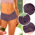 thumbnail image 3 of Womens Wine Lace Seamless Briefs - Mid Rise Floral Panties with Scalloped Edge No Show Breathable Tagless Underwear S-XL Everyday Valentine's Gift,Size M, 3 of 6