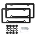 thumbnail image 1 of Unique Bargains 2Pcs Aluminum Alloy Front Rear License Plate Frame w Screw Caps 4 Hole-Black, 1 of 8