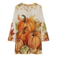 thumbnail image 3 of Fall Thanksgiving Maple Leaf Pumpkin Watercolor Loose Dress Evening Dress Summer Dresses for Women Luxury Dress Long Sleeved Dress, 3 of 4