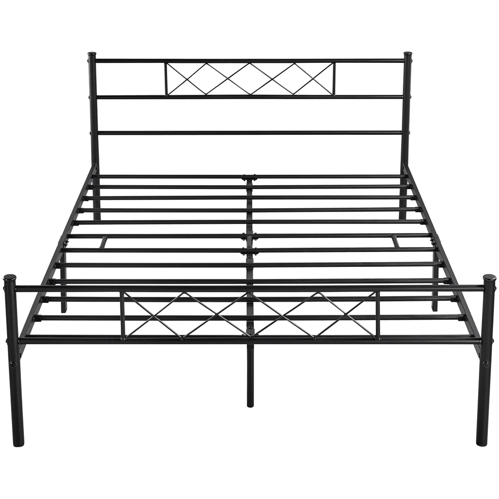 Fullfurnique Simple Metal Platform Bed Frame with Headboard and Footboard, Twin, Black