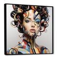 thumbnail image 2 of Designart "Cybernetic Woman Portrait Colorful Digital Dreams II" Fashion Framed Wall Art - Glam Colorful Woman Bedroom Framed Canvas Wall Art, 2 of 6