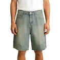thumbnail image 2 of RongHuan Mens Loose Denim Shorts Baggy Casual Wide Leg Mid Jean Shorts Zipper Hip Hop Shorts with Pockets Streetwear, 2 of 5