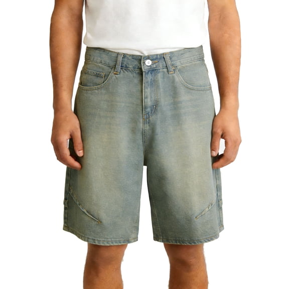 Shorts for Men Jean Straight Leg Washed Denim Shorts Button Fly Pockets Jean Shorts Knee Length Casual Summer Daily Streetwear Fashion Outfits