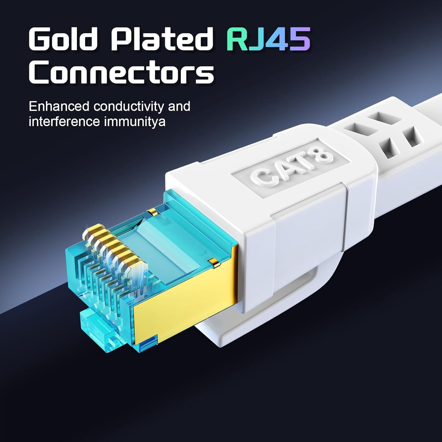 Cat 8 Ethernet Cable 50 FT, Heavy Duty High Speed 40Gbps 2000Mhz Internet Network Patch Cord, RJ45 Shielded Flat LAN Cable, Outdoor&Indoor Weatherproof S/FTP UV Resistant for Gaming, Router, Modem