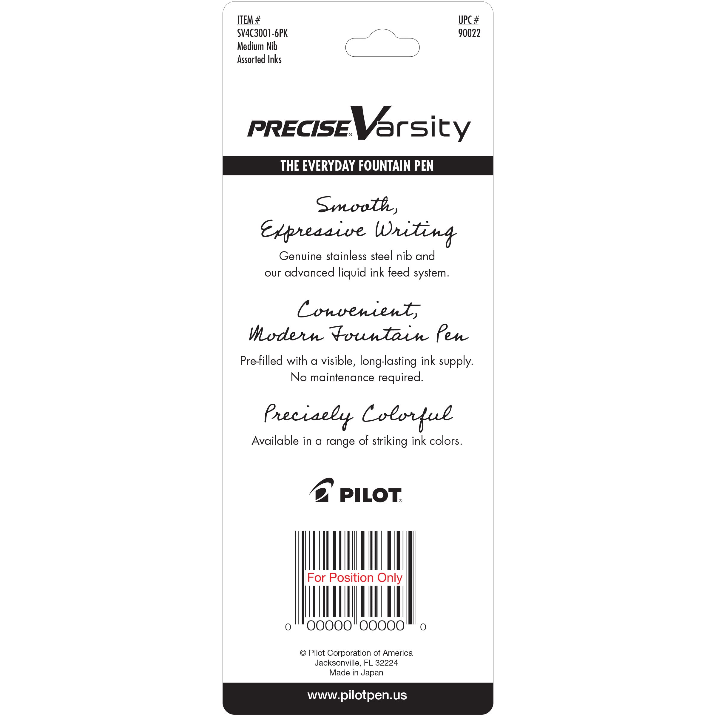 Pilot Varsity Disposable Fountain Pens, Medium, 3 Count photo 3