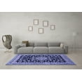 thumbnail image 3 of Ahgly Company Machine Washable Indoor Round Medallion Blue Traditional Area Rugs, 5' Round, 3 of 4