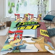 Johnny Test Cartoon 3 Piece Bedding Set Comforter Set Cute Duvet Cover Sets Super Soft Girls Bedding Set Kids Bedroom Gifts,1 Duvet Cover with 2 Pillowcases Twin