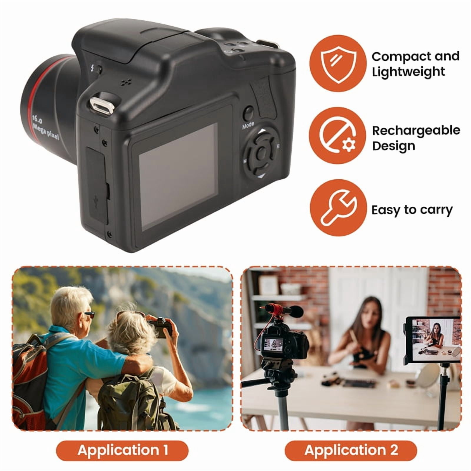 Digital Camera Vlog Camera Photography 16X Digital Zoom 720P HD SLR Camera Anti-Shake y14201