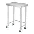 thumbnail image 1 of Stainless Steel Table, 16"x24"x35" Utility Work Tables, Commercial Kitchen Prep Table with Locking Casters and Open Base Single Tier, for Restaurant, Garage, Workshop, Silver, 1 of 7