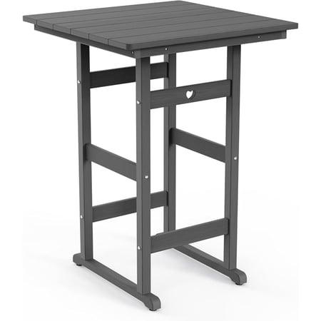 GardenWorksPro Adirondack Outdoor Bar Table, Durable HDPE Composite, Weather Resistant, Easy to Clean, Perfect for Backyard and Poolside Use, Grey