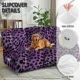 thumbnail image 5 of COEQINE Recliner Sofa Cover Soft Couch Slipcover 8 Pieces Stretch Recliner Chair Cover 3 Seater Fitted Reclining Chair Slipcover with Elastic Bottom and Pocket, Dark Purple Leopard Print, 5 of 8