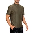 thumbnail image 4 of INSPIRE CHIC Metallic T-Shirts for Men's Mock Neck Short Sleeve Party Glitter Tees Sparkly T Shirts, 4 of 5