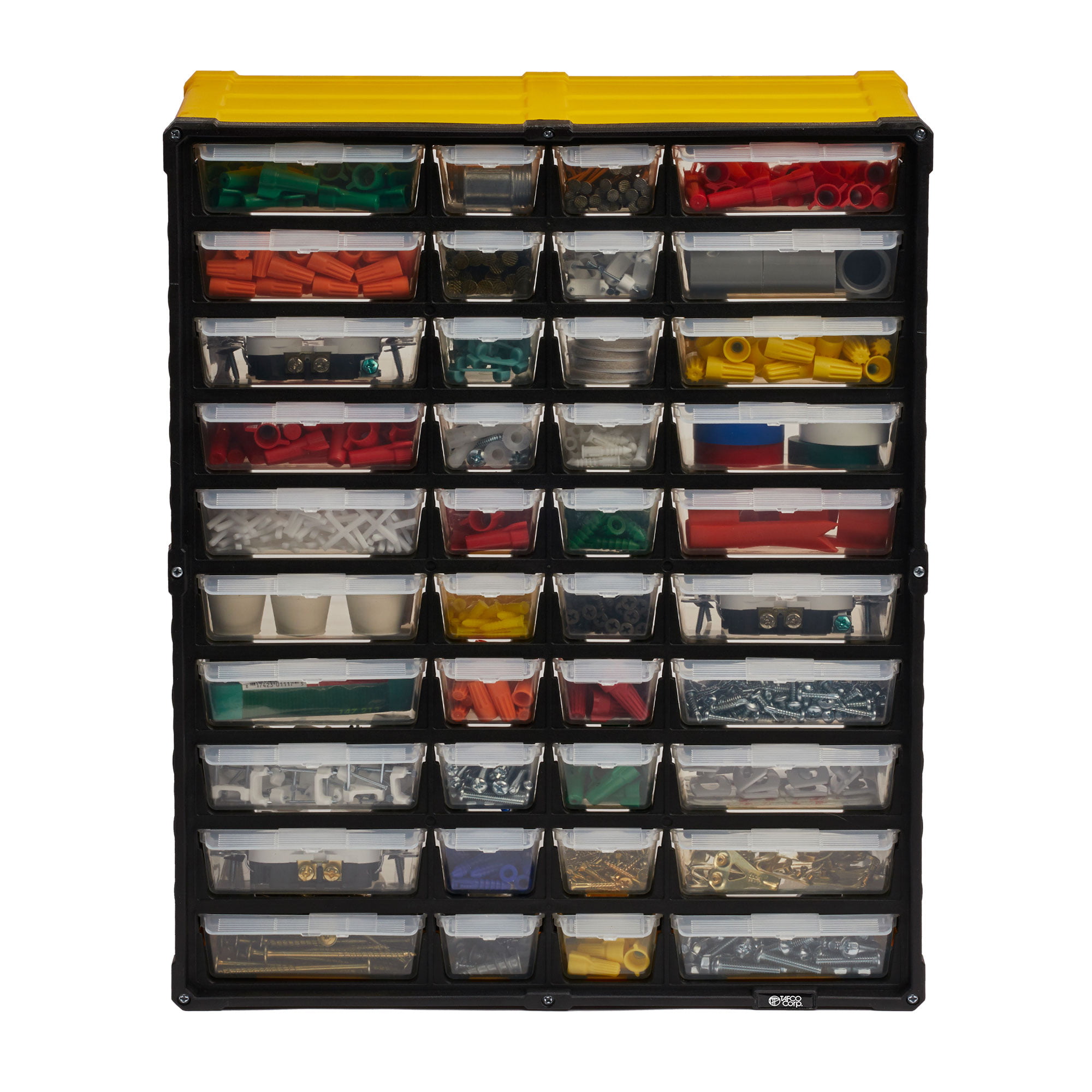 Small Parts Storage Tool Organizer Wall Mount 40-Compartment Clear Drawer Labels 